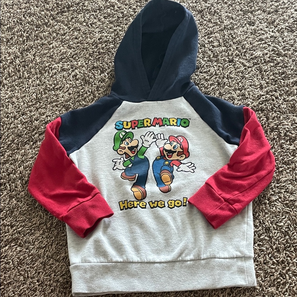 Nintendo Super Mario Kids Hoodie - Red, Gray, and navy blue